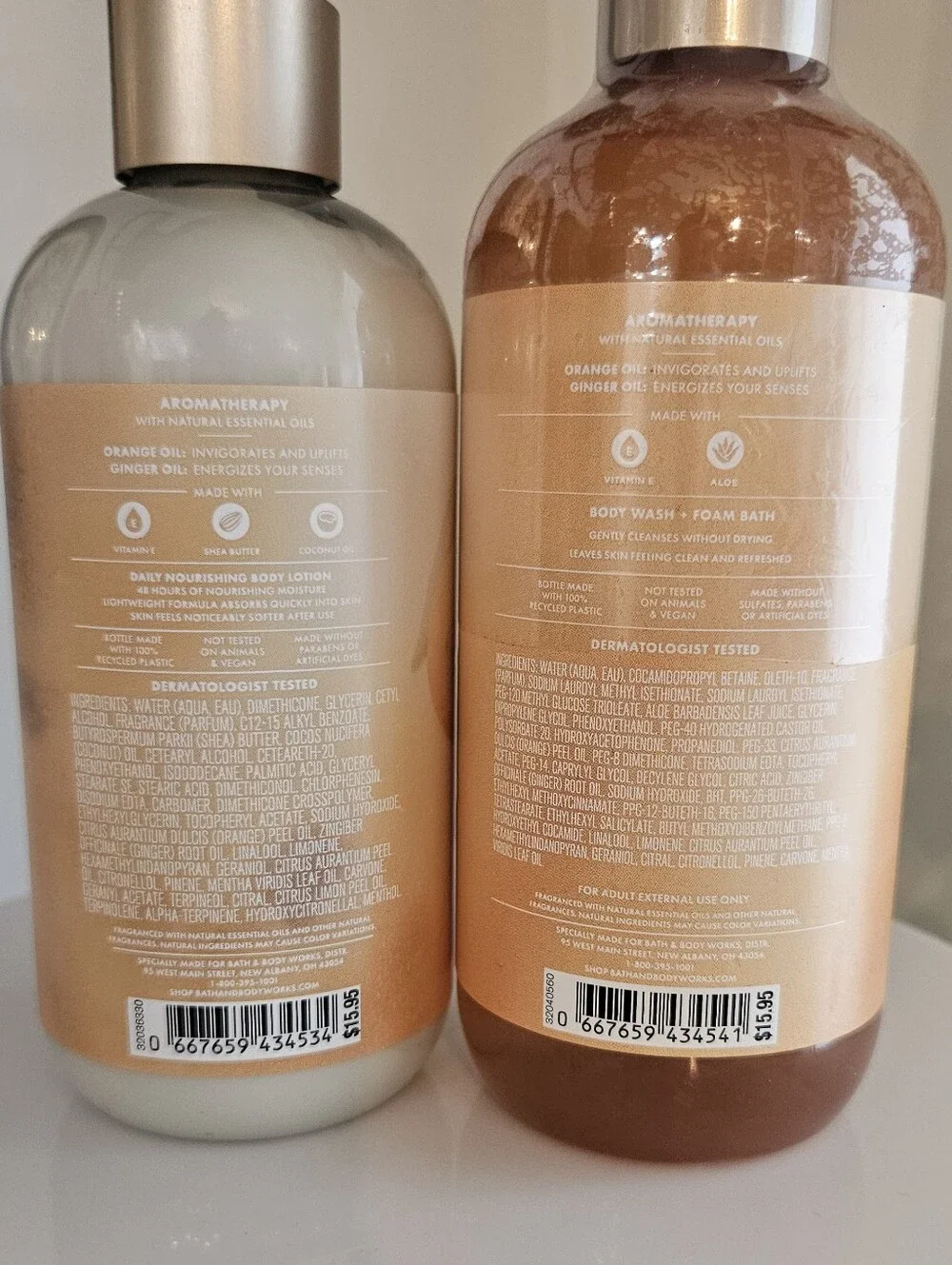 BRAND NEW Bath & Body Works Energy Orange Ginger Body Lotion & Wash Set